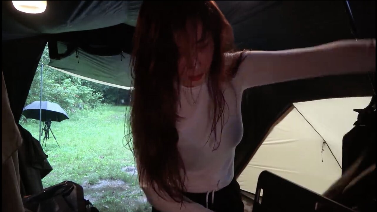 Solo camping soaked in rainstorm Real heavy rain Relaxing deep sleep ASMR