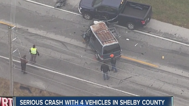 2 people flown from multi-vehicle crash in Shelby Co.