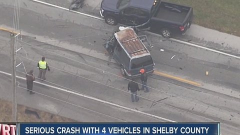 2 people flown from multi-vehicle crash in Shelby Co.