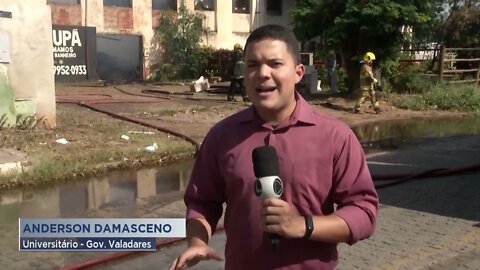 Em Gov. Valadares: Fogo destrói dois galpões e danifica outros dois, no bairro Universitário