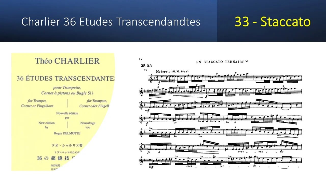 🎺🎺[TRUMPET ETUDE] Charlier 36 Etudes Transcendandtes No 33 – (En Staccato Ternaire)