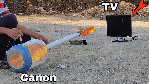 Potato Cannon vs TV - Experiment