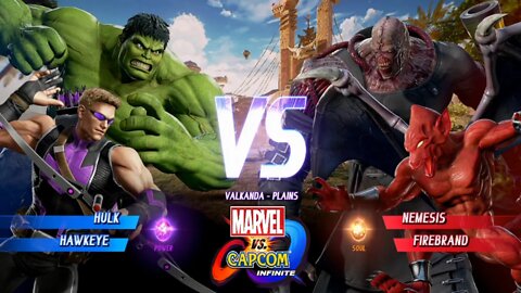 Hulk & Hawkeye VS Nemesis & Firebrand Marvel vs Capcom Infinite