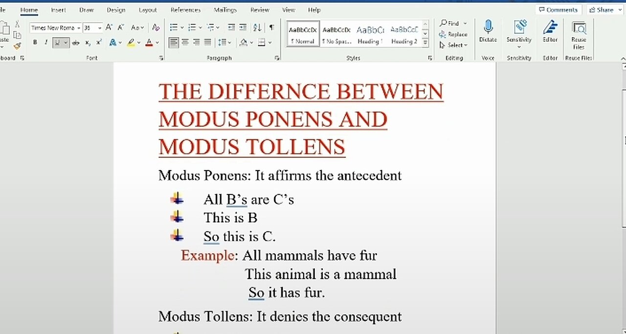 The difference between Modus ponens and Modus Tollens in critical thinking and analytical reasoning.