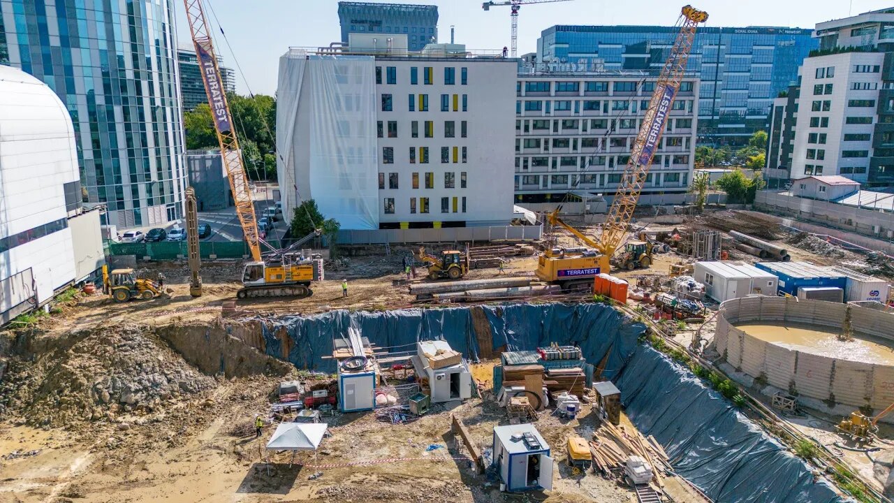 Lucrari de extindere centrul comercial Promenada Mall Bucuresti - Evolutie Santier