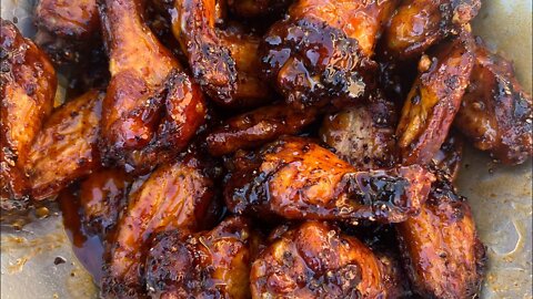 Hot honey smoked and fried chicken wings