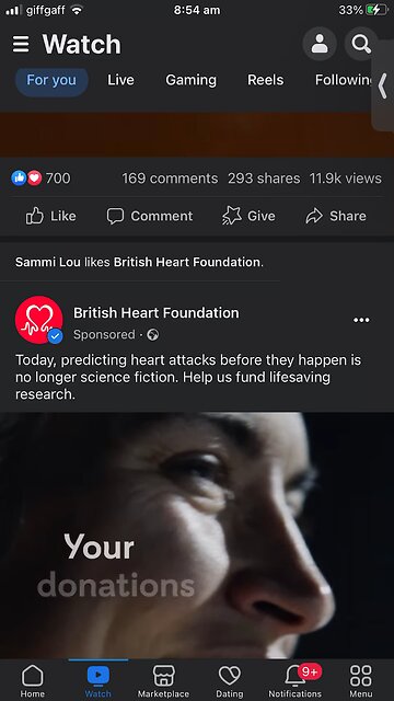 British Heart Foundation advert ; heart attacks