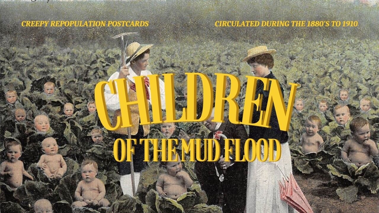 Children of The Mud Flood. Creepy Repopulation Postcards dated 1880 - 1910.