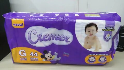 Fralda Cremer Disney, G, Mega, pacote de 44, Roxo