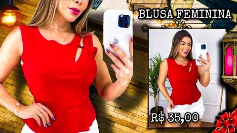 Blusa Feminina/ Regata Lisa Abertura No Decote/ Zíper na parte de trás/ shopee