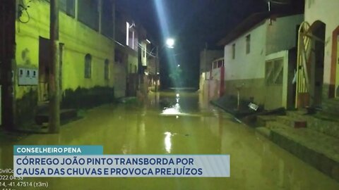 Conselheiro Pena: Córrego João Pinto transborda por causa das chuvas e provoca prejuízos