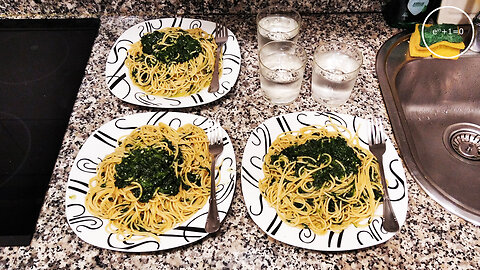 spaghetti with frozen spinach · dialectical veganism of autumn +10ME 005