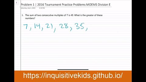 2016 | Tournament Practice Problems | MOEMS | Division E | Problem 1