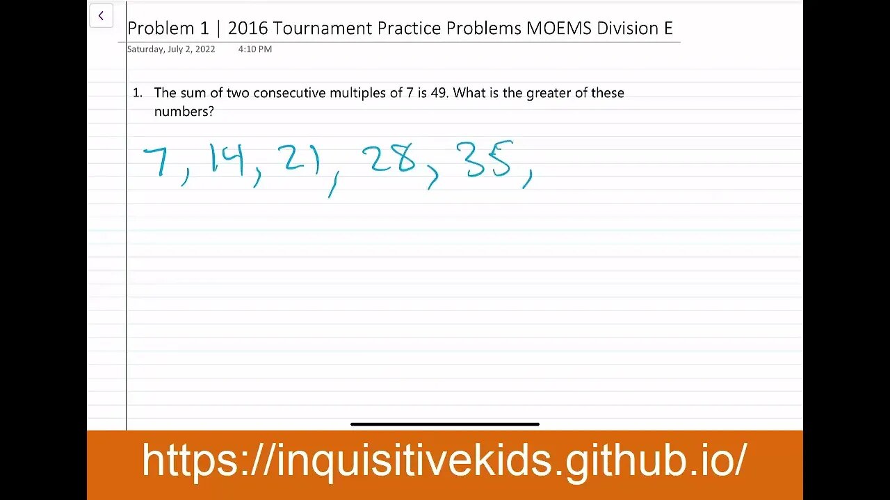 2016 | Tournament Practice Problems | MOEMS | Division E | Problem 1