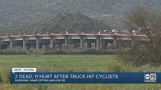 Two dead, 11 hurt after truck crashes into group of bicyclists in Goodyear