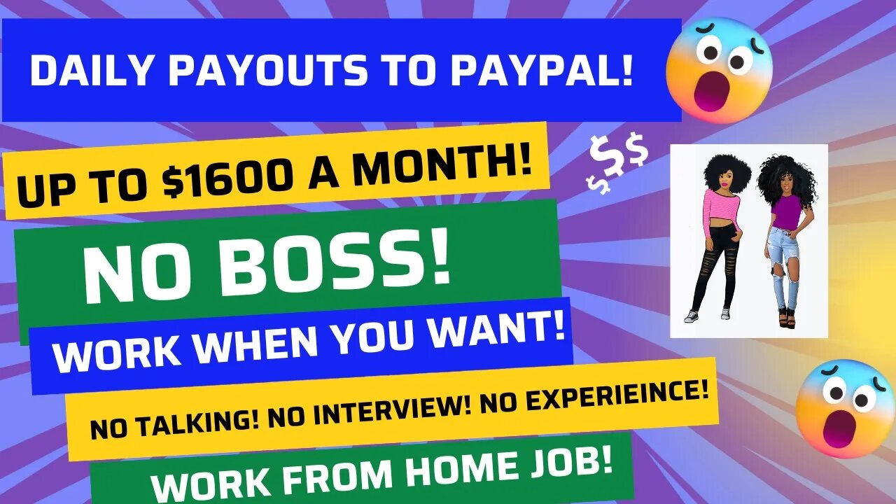 Daily Payouts To Paypal Up To $1600 A Month Non Phone Work From Home Job Work When You Want #wfh