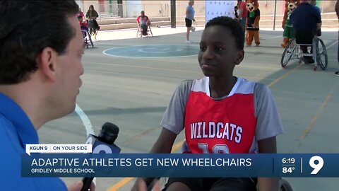 Adaptive athletes get new wheelchairs at Gridley Middle School