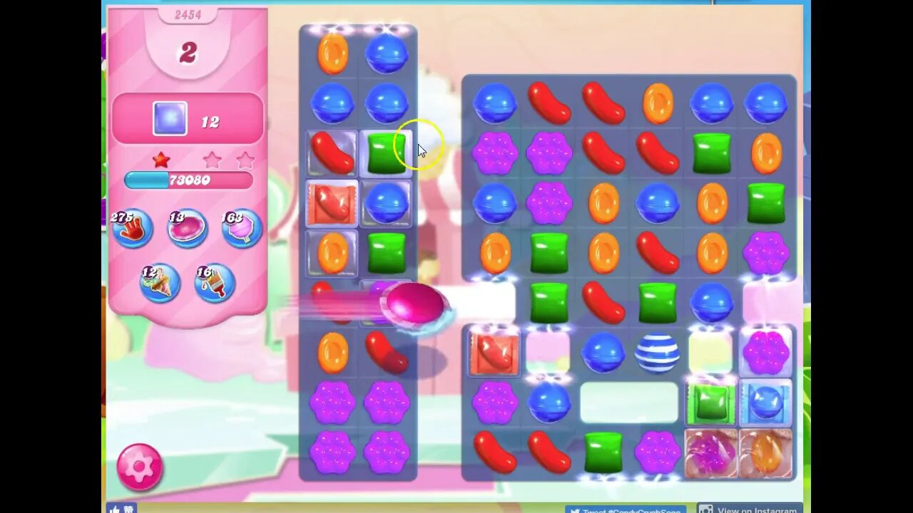 Candy Crush Level 2454 Audio Talkthrough, 1 Star 0 Boosters