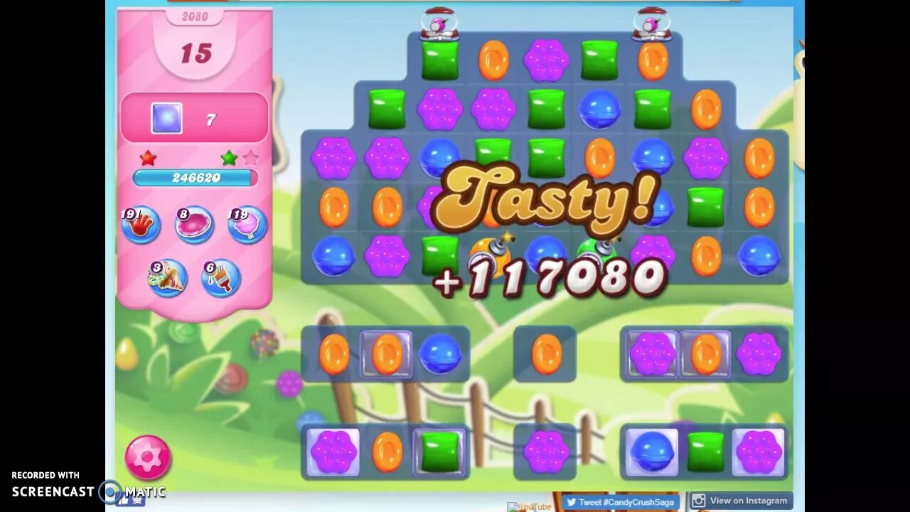 Candy Crush Level 2080 Audio Talkthrough, 3 Stars 0 Boosters