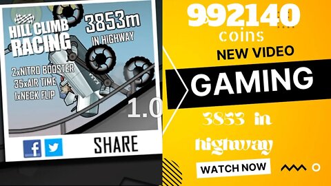 Hill climb racing - 3853m in highway road - 993140 coins earn in highway road - dost_gamer