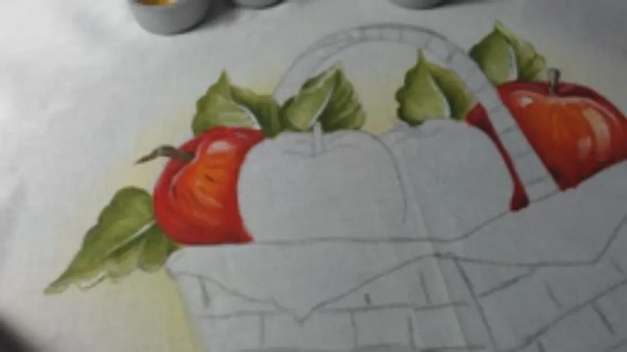 Maçãs Aprenda a pintar - Pintura em tecido