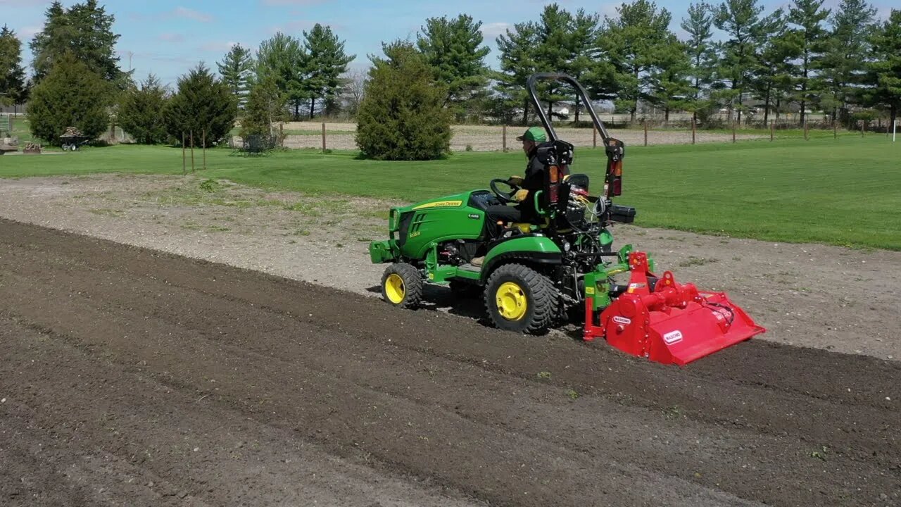 Gardening For Profit. John Deere 1025R Tractor Maschio Tiller