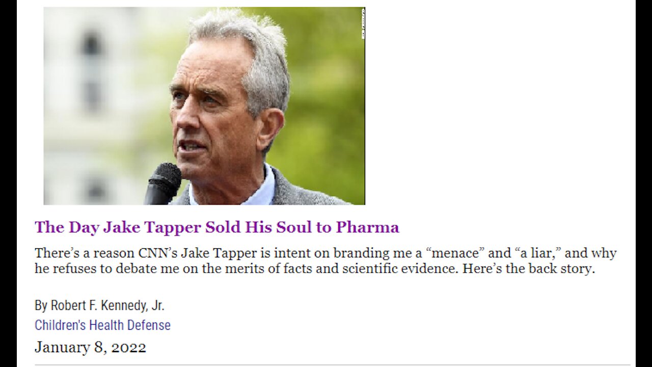 Robert F. Kennedy, Jr. responds to Jake Tapper Jan 8, 2022