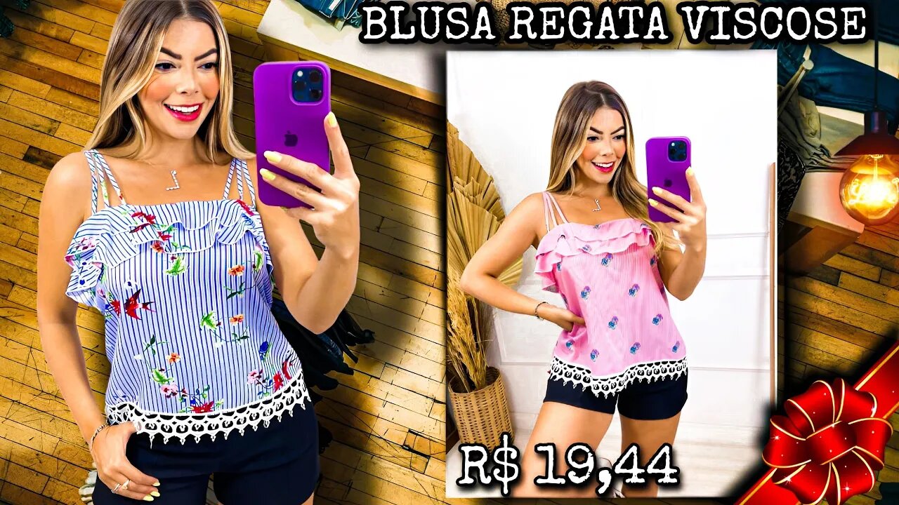 Blusa Regata Alcinha Estampada Listrada Viscose/@shopee