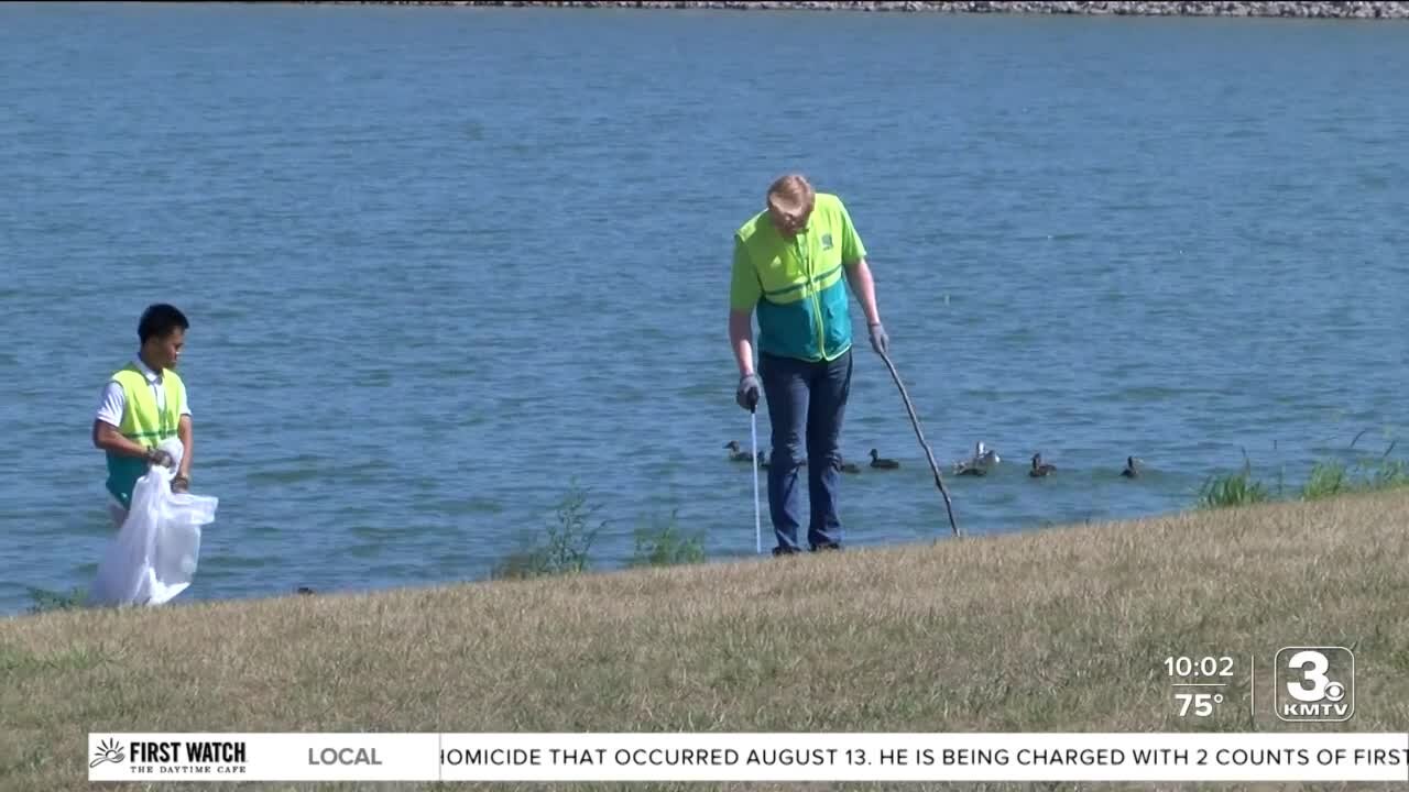 Church group holds cleanup event at Zorinsky Park