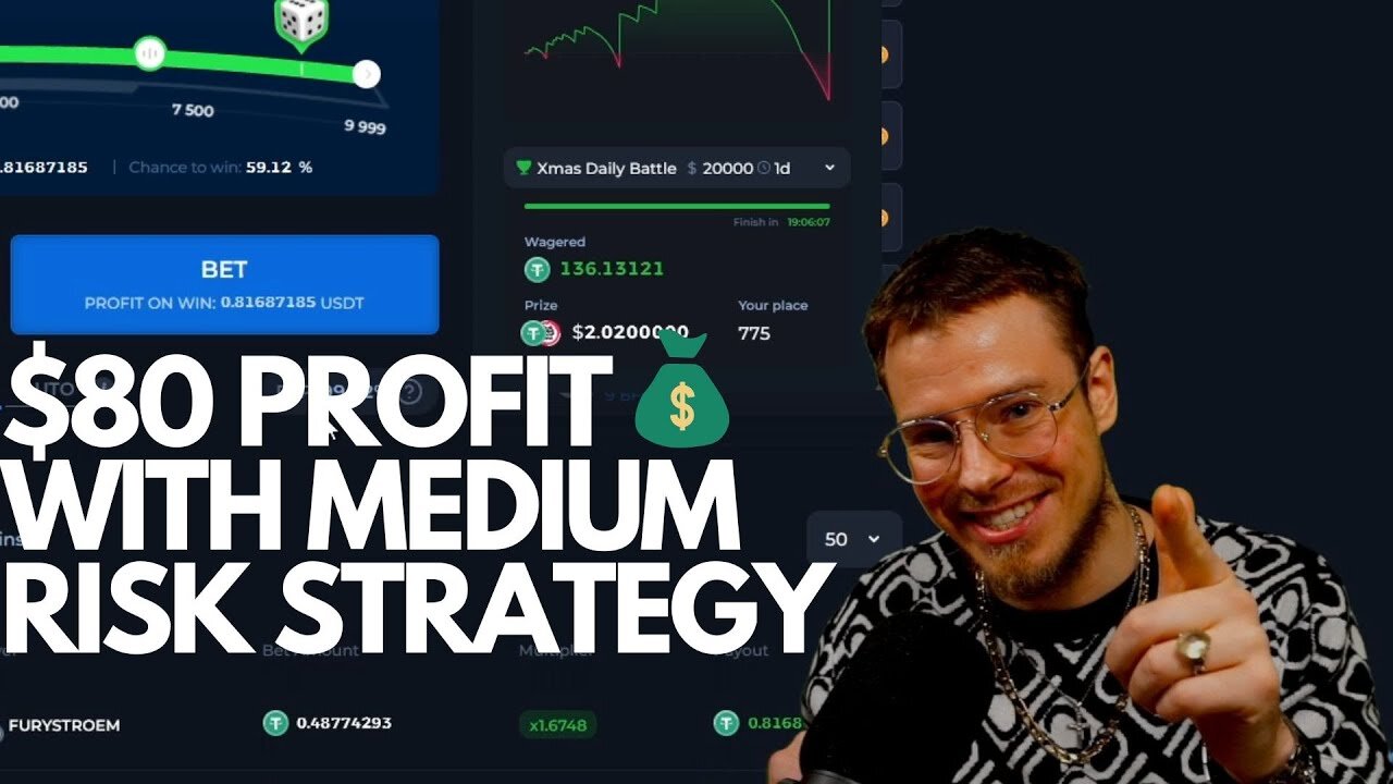 Winning $80 with medium risk strategy on spacedice autobet