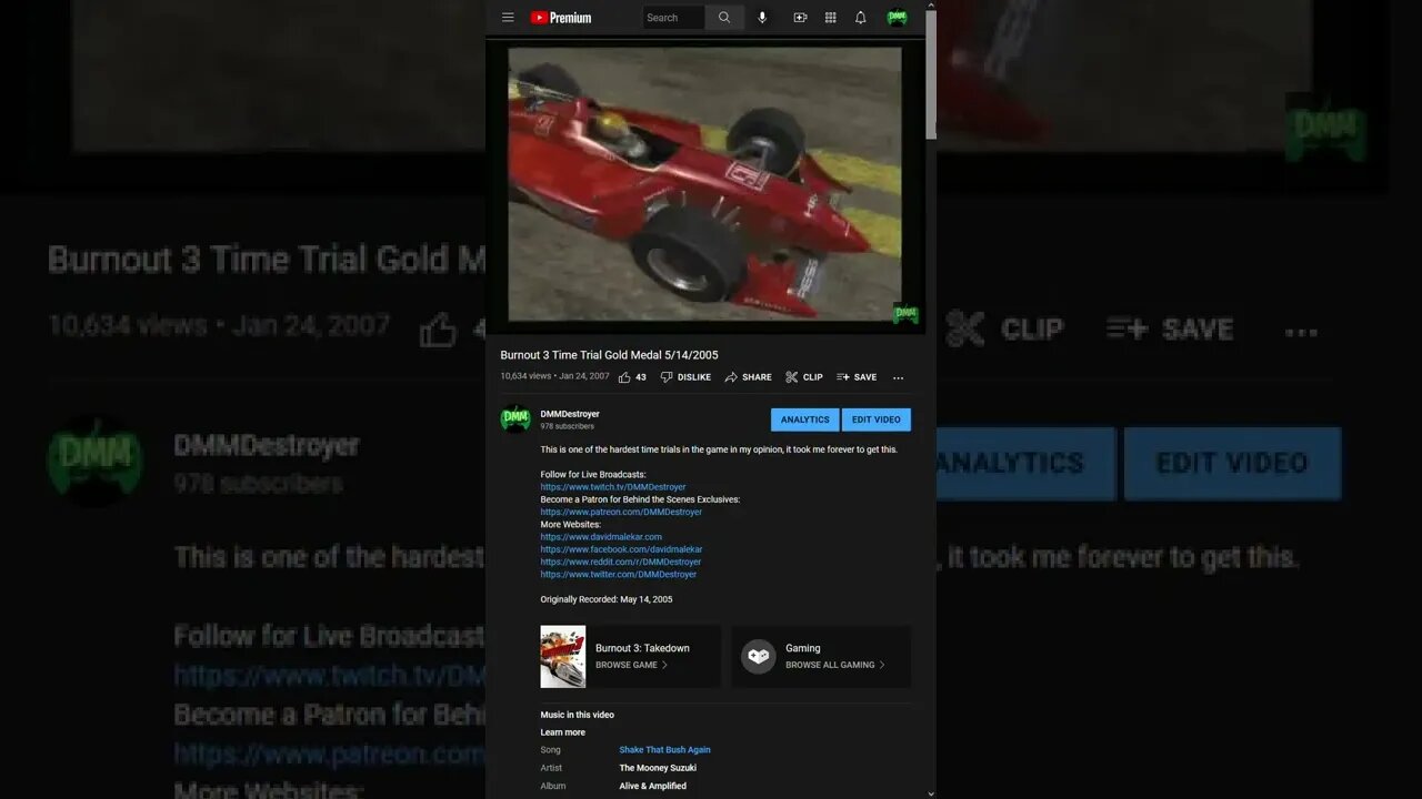 #Burnout3 #TimeTrial Gold Medal from 5/14/2005 #Shorts (Full Vid in pinned comments)