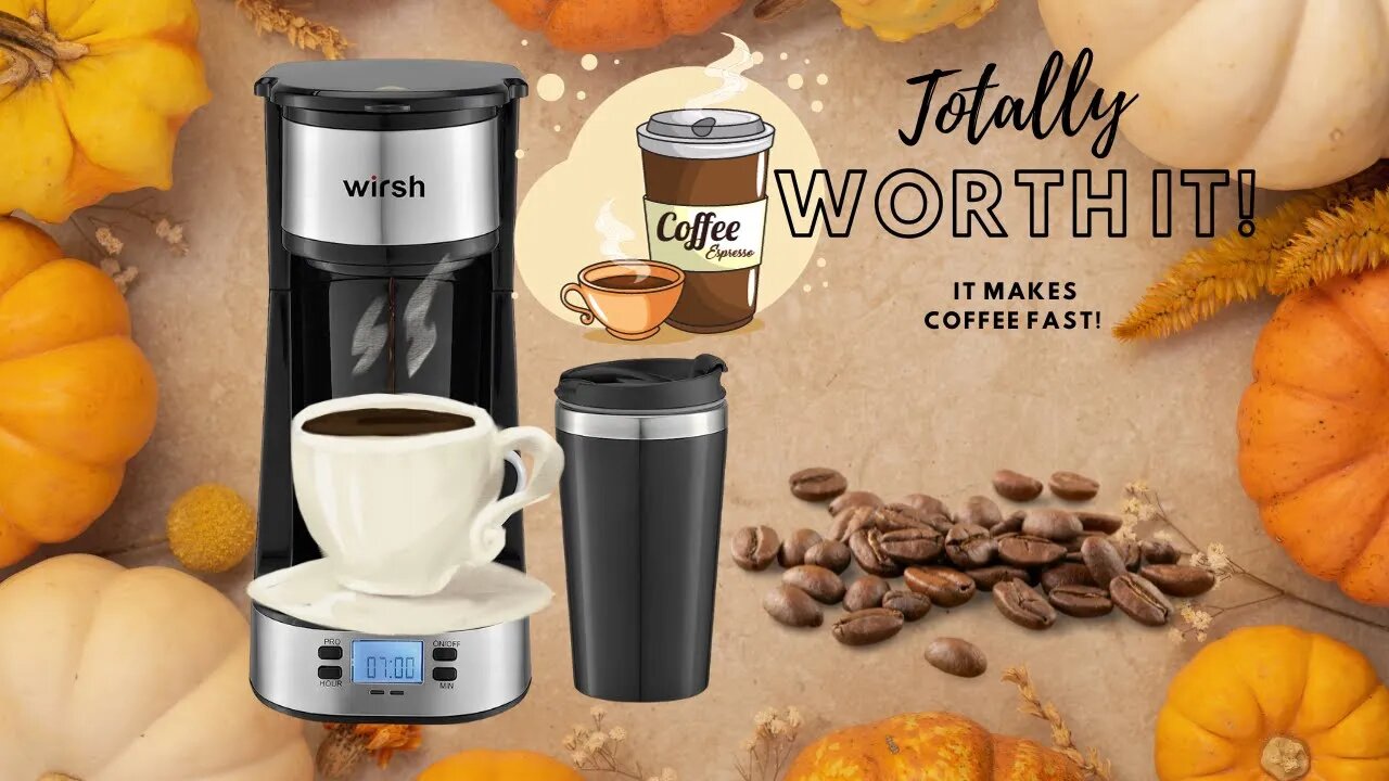 wirsh Single Serve Coffee Maker- Small Coffee Maker with Programmable Timer and LCD display