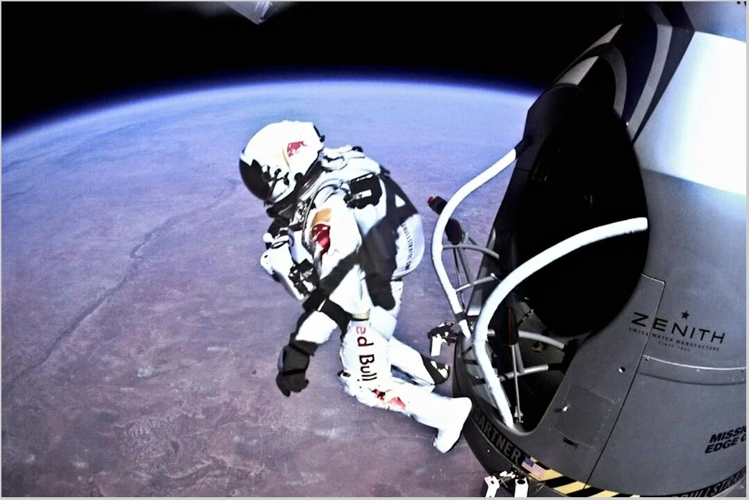 A Man's Jump from Space to Earth