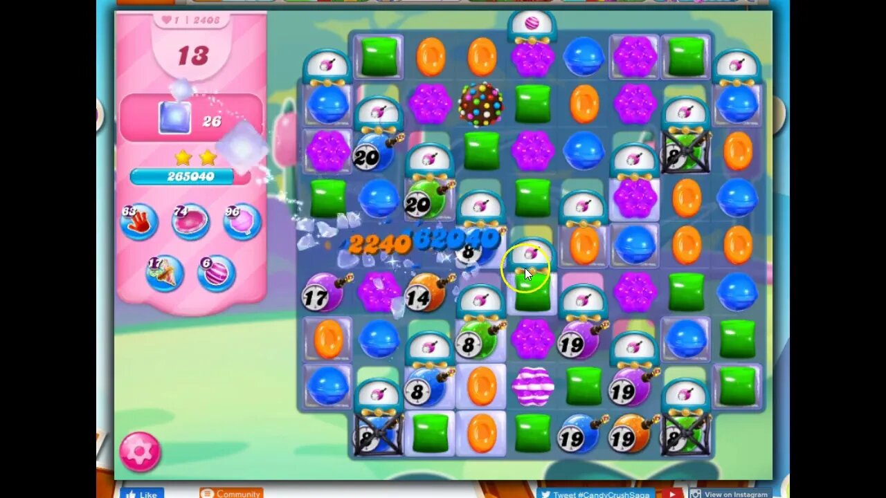 Candy Crush Level 2408 Talkthrough, 25 Moves 0 Boosters