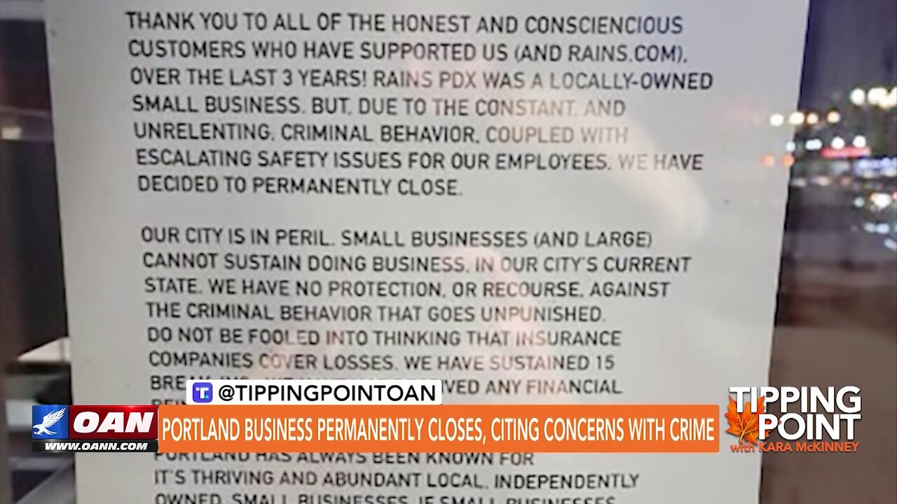 Tipping Point - Portland Business Permanently Closes, Citing Concerns With Crime