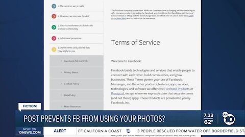 Fact or Fiction: New rule allows Facebook to use photos without permission?