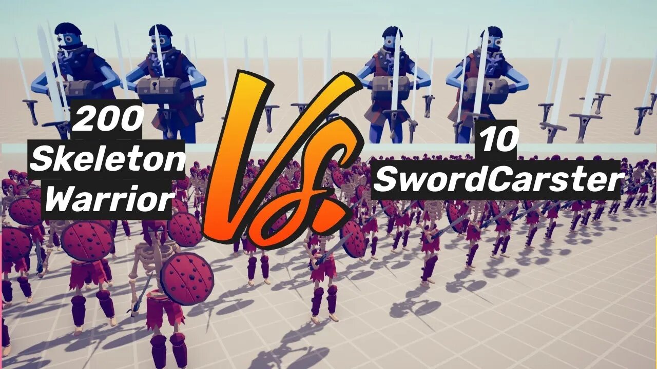 200 Skeleton Warrior Against 10 Swordcaster. Tottaly Accurate Battle Simulator TABS