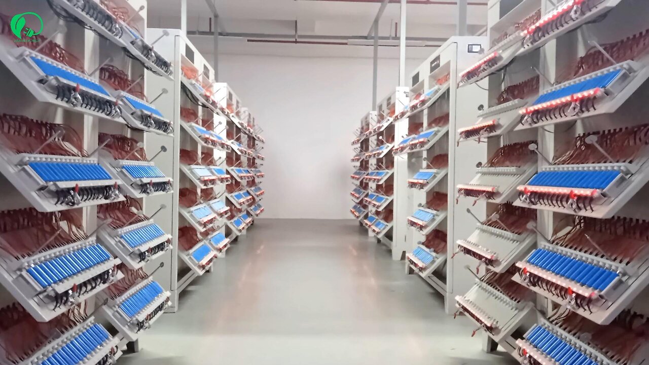 The battery capacity sorting machine is conducting capacity sorting on the batteries.
