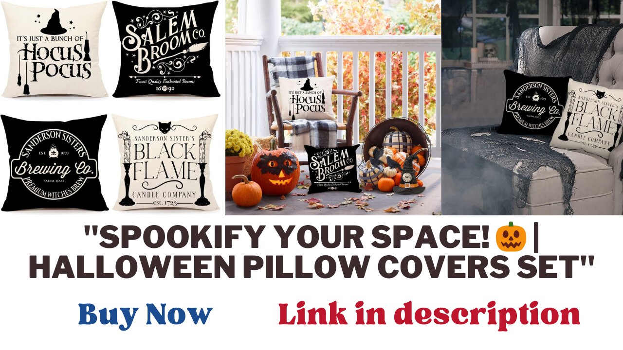 "Spookify Your Home with Halloween Decor Pillow Covers! Set of 4 - 18x18"