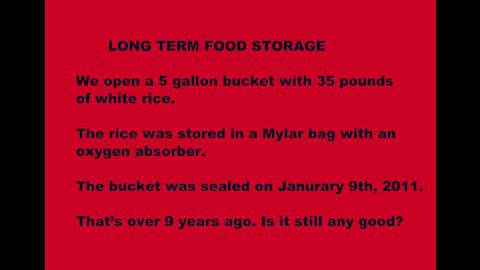 Food Storage, Long Term