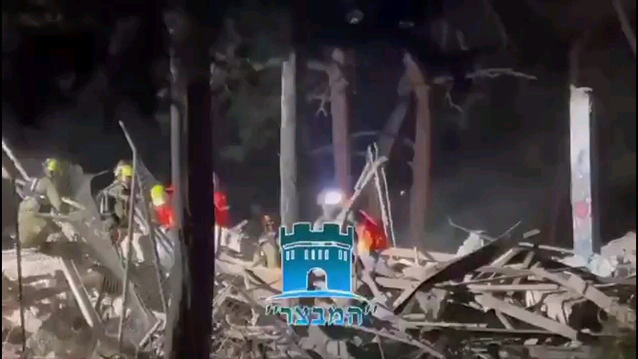 The Mossad headquarters, located in Tel Aviv, which was struck by Iranian missiles, was leveled.