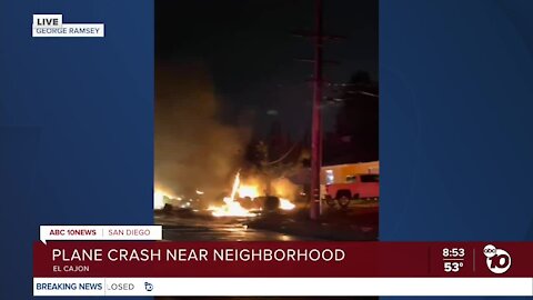 Plane crashes in El Cajon-area neighborhood