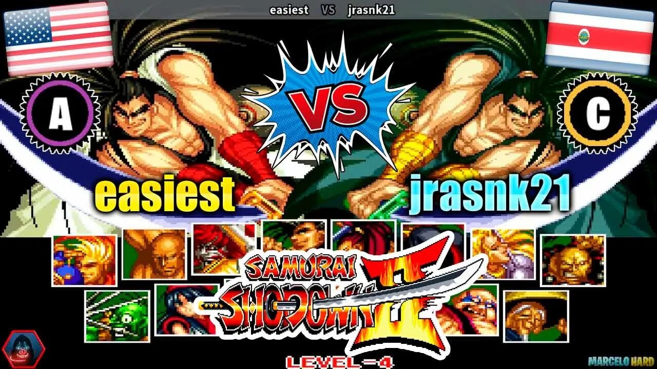 Samurai Shodown II (easiest Vs. jrasnk21) [U.S.A. Vs. Costa Rica]