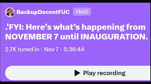 Jonathan Cagle- Here's What's Happening from NOV7 to Inauguration