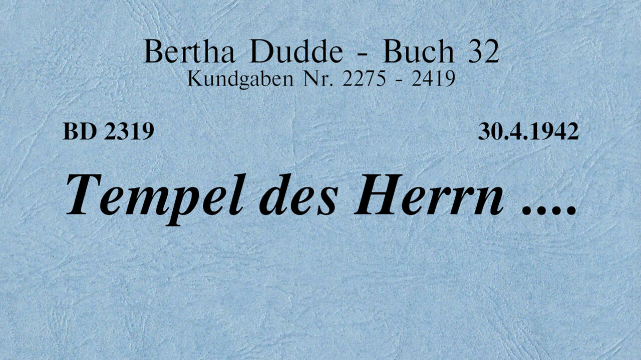 BD 2319 - TEMPEL DES HERRN ....