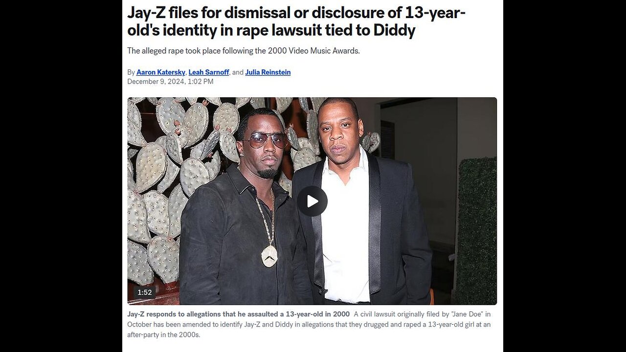 Pdiddy and Jay-Z Accused of Raping 13yr Girl