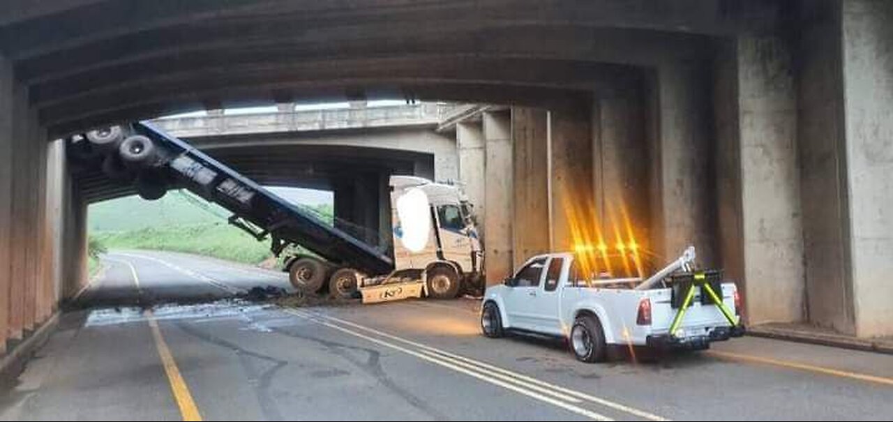 Truck fell off the bridge, Durban, South Africa