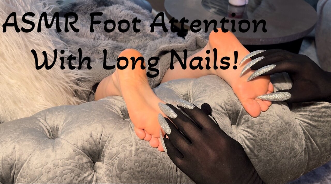 ASMR Ticklish Foot Scratch in Gloves with Long Nails!