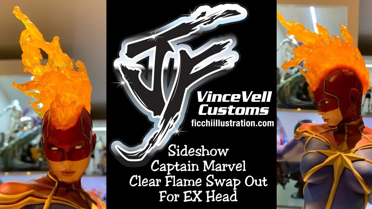 Sideshow Captain Marvel PF Clear Flame Hair Swap Out for EX Head