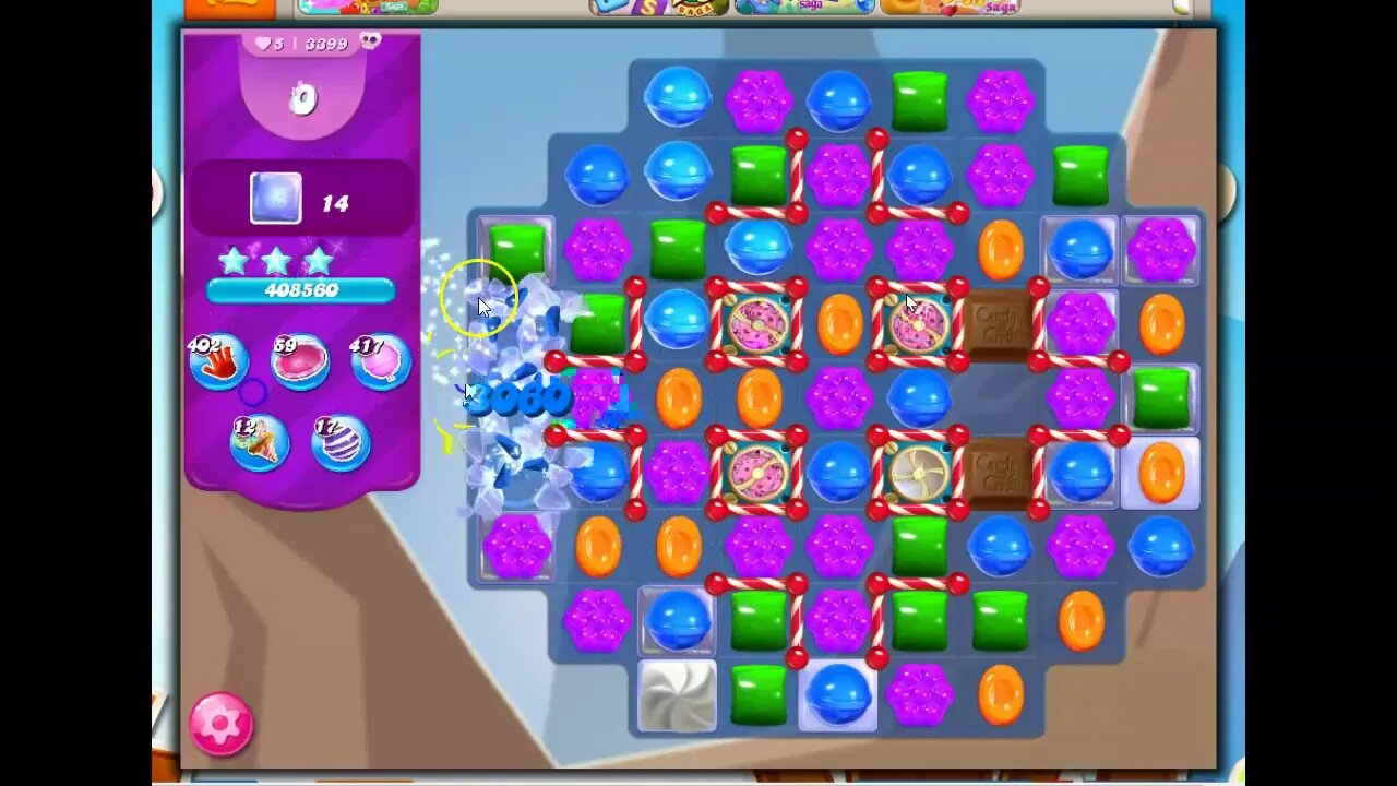 Candy Crush Level 3399 Talkthrough, 17 Moves 0 Boosters